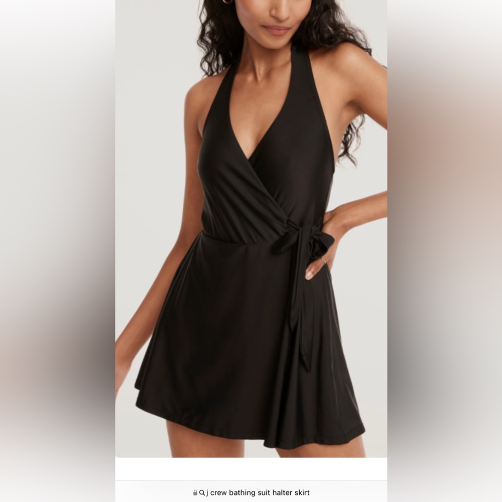 J Crew Halter Wrap Swim Dress One Piece Swimsuit in Navy Blue, size 14.